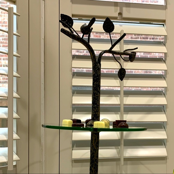 Like New double tiered glass cupcake quiche hors d'oeuvre stand +perching branch - Picture 2 of 8
